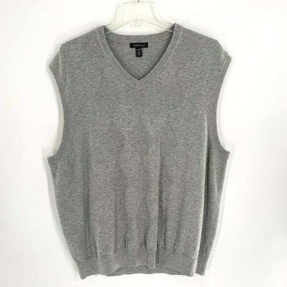 Van Heusen Other - Van Heusen Mens Sweater Vest XL Cotton Argyle Gray Academia